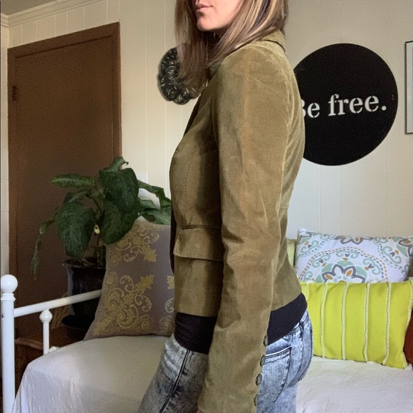 Olive green velvet FOSSIL blazer coat - Picture 13 of 16